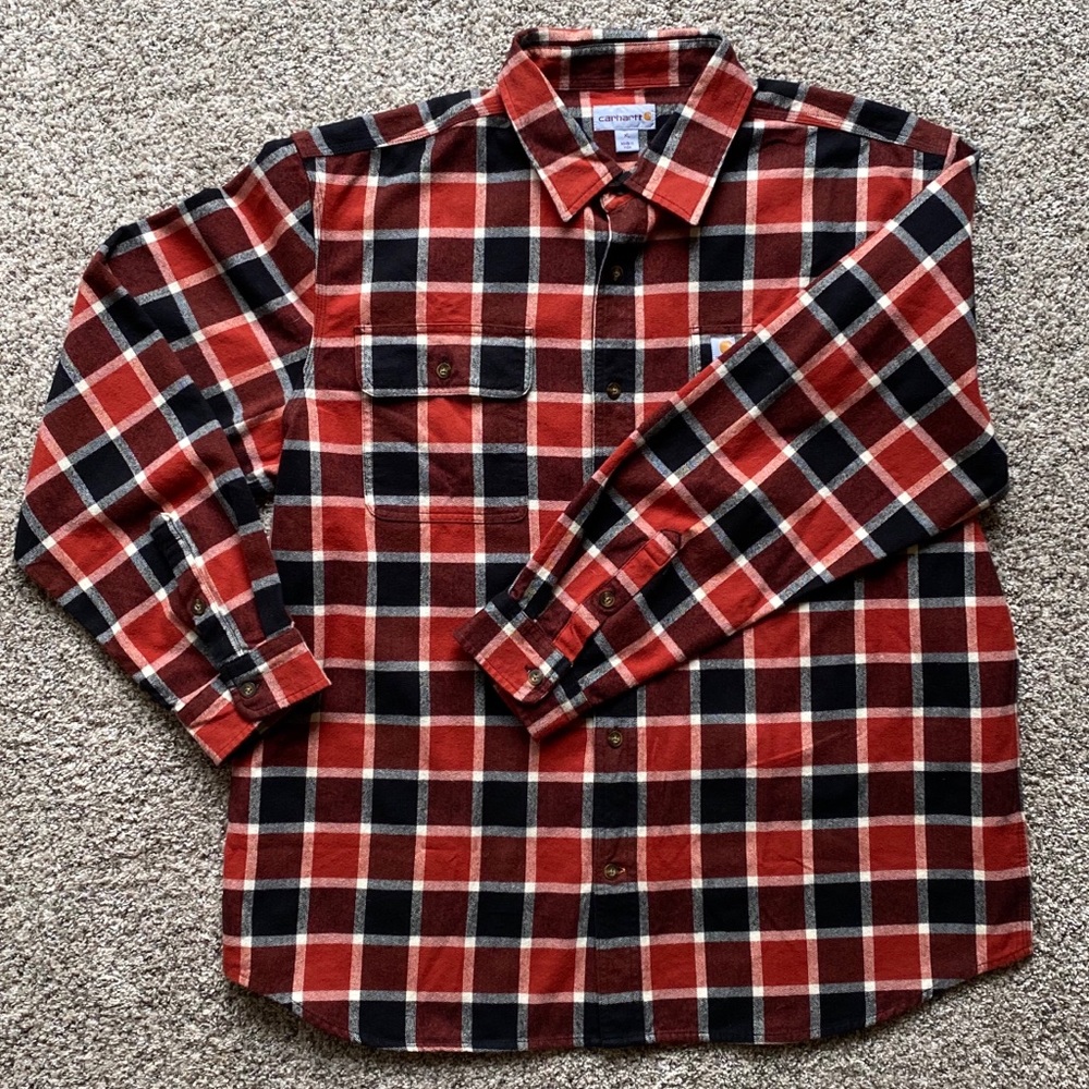 XL Carhartt Orange Long Sleeve Flannel